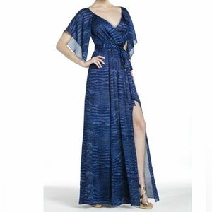 BCBG Max Azria Madeline Silk Crocodile Print Dress Ink Blue Small. Prom Grad